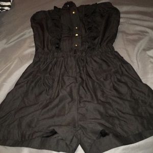 Off the shoulder button up black jumpsuit